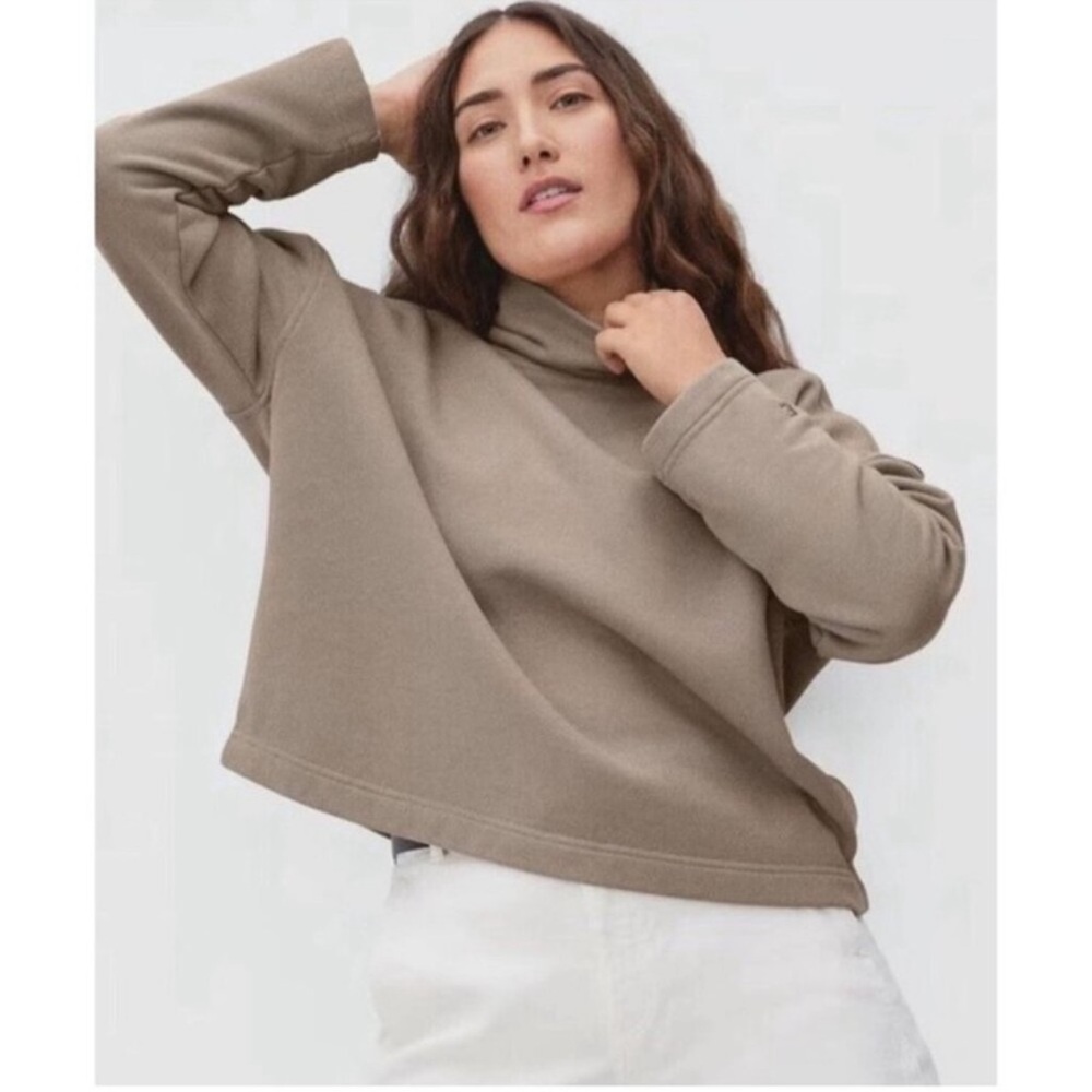 Everlane Turtleneck Sweatshirt XS Mocha Tan Knit Organic Cotton